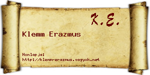 Klemm Erazmus névjegykártya